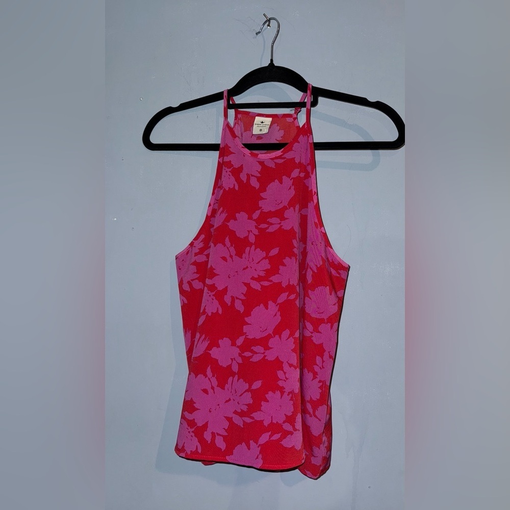 Paper Crane Red and Pink Floral Tank Top